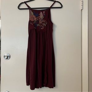 Alya Floral Burgundy Day Dress - Small